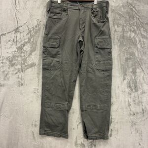 Duluth Trading Co Canvas Pants Gray Relaxed Fit Flex Fire Hose 33x30 Hiking